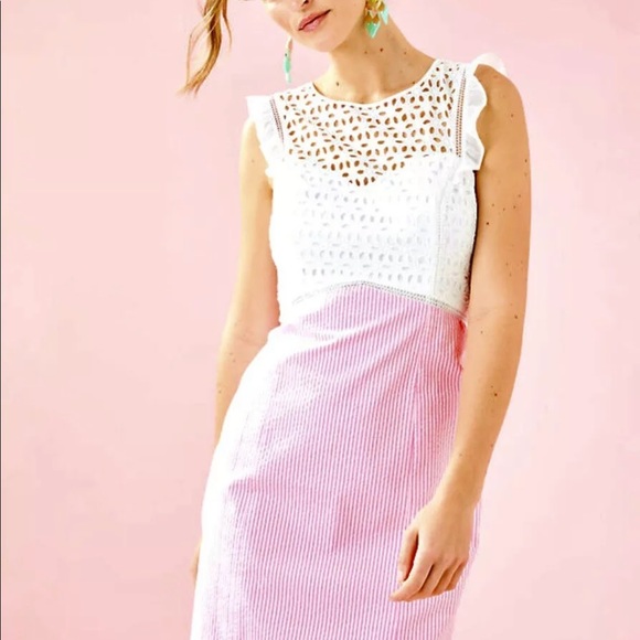 Lilly Pulitzer NWT Maya Shift Dress Pink Tropics Seersucker Size 00,0,2,12,16 - Picture 2 of 16